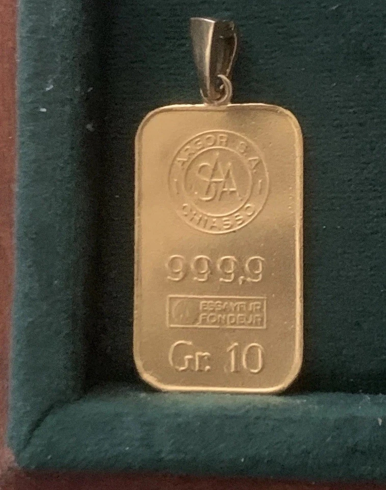 Kettenanhänger 10g Goldbarren 999.9 Feingold Argor Chiasso SA Anhänger Gold