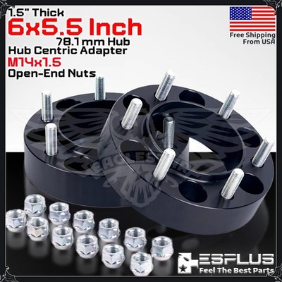 2x 1.5'' 6x5.5'' 78mm Hub Centric Adapter Spacer Fit Chevy Silverado/Express 1500