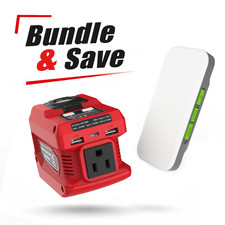 220W Power Inverter For Milwaukee 18V Battery  600LM Portable Camping Light