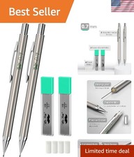All Metal 0.7mm Mechanical Pencils - Effortless Writing with Style 2 Pack