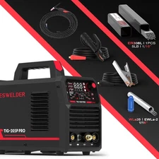 YESWELDER 205A TIG Welder with Lanthanated Tungsten & Stainless Rods, 110V/220V