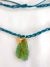 Beach Sea Glass Pendant Necklace 32" Adj Boho Jewelry USA Seller Gift