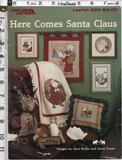 "Here Comes Santa Claus" 1988 Leisure Arts Cross Stitch Chart Leaflet 604 9 Pro