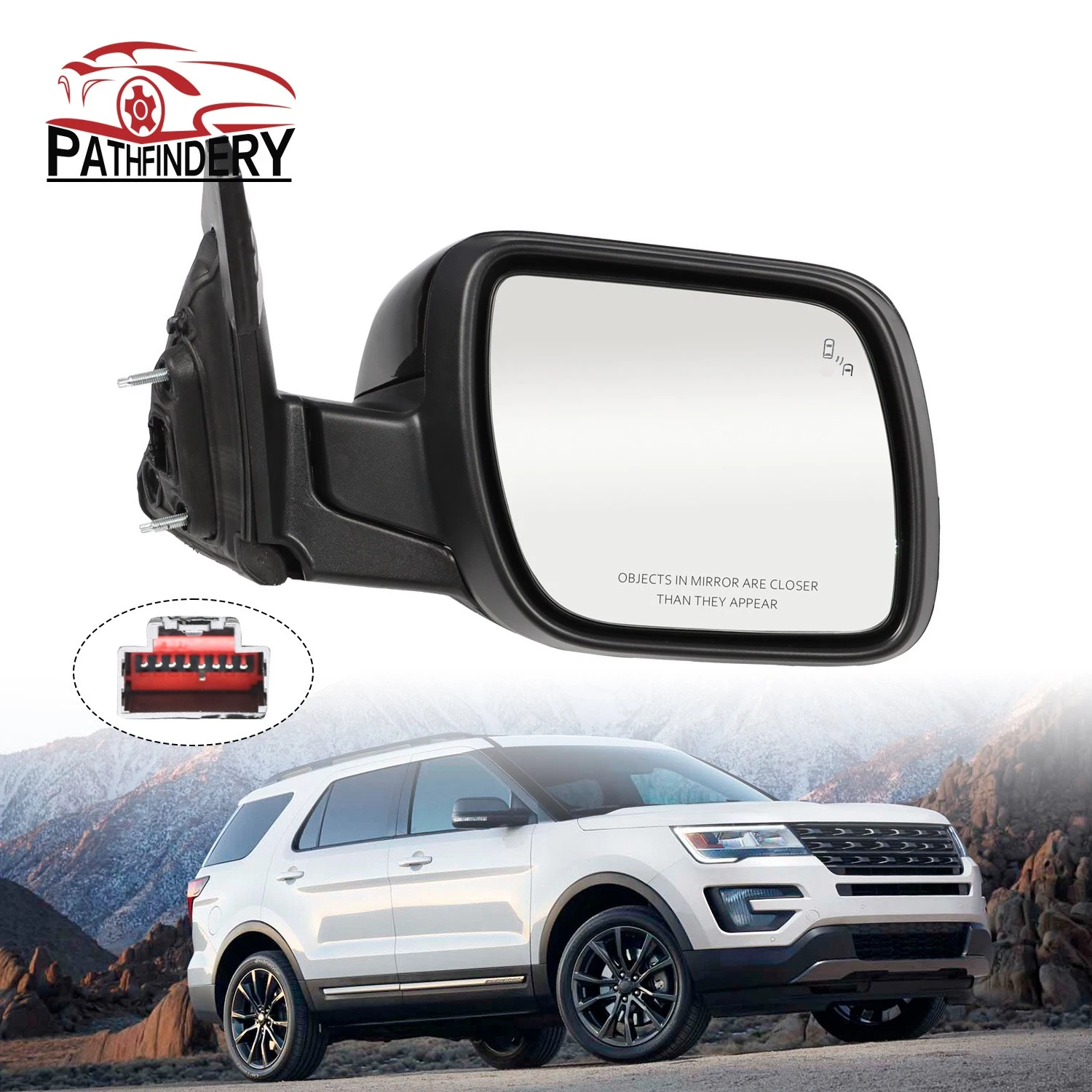 Side Mirror W/ Blind Spot Puddle Lamp Passenger Side For Ford Explorer 2016-2019