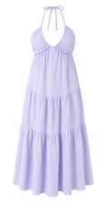 Women's Lilac Layered Halter Dress Large NWOT