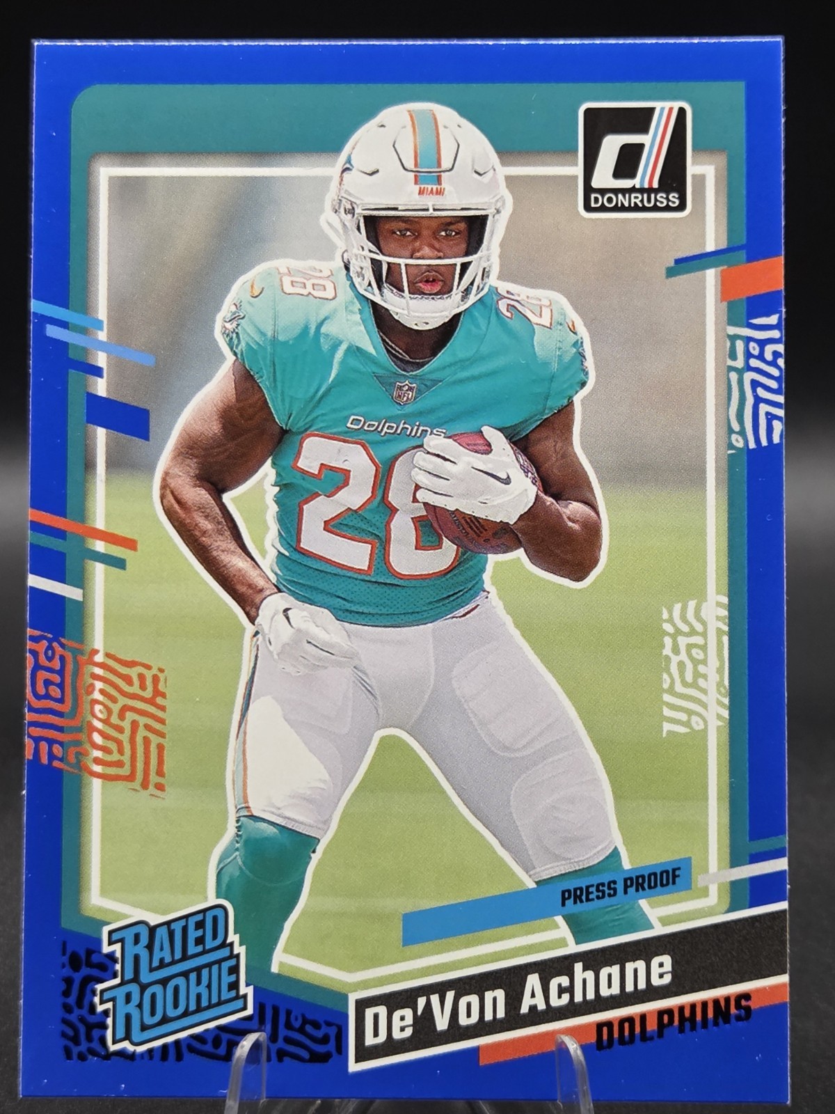 DeVon Achane  2023 Donruss Football Blue Press Proof Rated Rookie #365 Dolphins