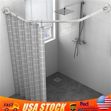 Corner Shower Curtain Rod Adjustable Stainless Steel Curved Shaped Rack Bathroom