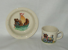 LENOX USA China BEARS Pattern Heirloom Collection Bowl Mug child kid set w/ tag