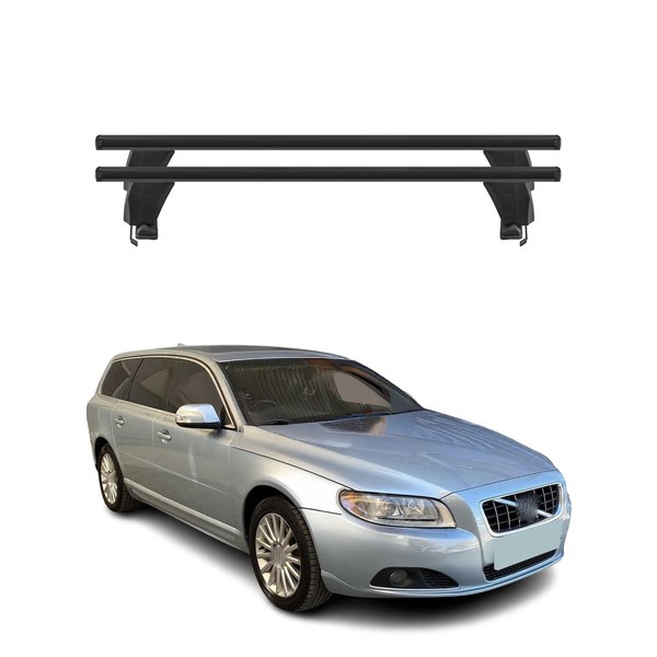 Menabo DachträGer GrundtäGer FüR Volvo V70 2007-2016 50Kg Alu Schwarz 2 Tlg-image