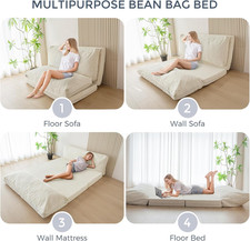 Luxury Convertible Bean Bag Sofa Bed Foldable Foam Chair Comfy Bed Living Room