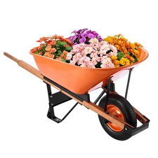 Wheelbarrow Cart One Wheel 6 Cu Ft Garden Dump Cart 330 lbs Utility Cart