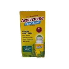 Max Strength Aspercreme With 4% Lidocaine W/Rosemary & Month Essential Oils
