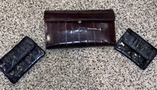 VTG Burgundy Brown Eel Skin Wallet Clutch Plus Two Coin Purses
