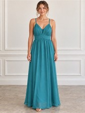 Azazie Avelina Jade V Neck Keyhole Chiffon Bridesmaid Maxi Dress C