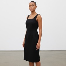 Ann Taylor black cocktail dress Sz 10 sleeveless square neckline zip lined H-1