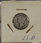 1921 D US Mercury Dime 10c VG (Key Date)