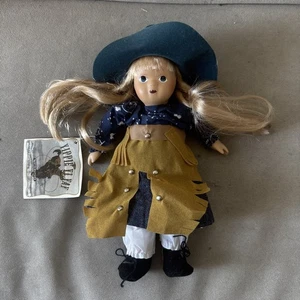 Yippie Yi Yay Western Cowgirl Blue Hat Blonde Porcelain Doll Collectible