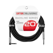 Gator Backline Series 1/4" Right Angle To 1/4" Straight Instrument Cable, 20'