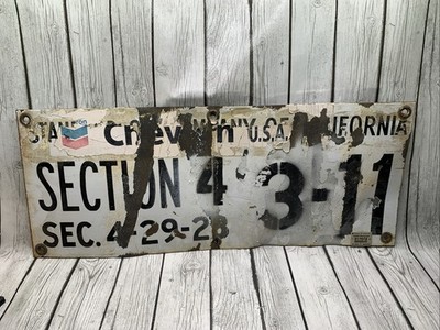 Chevron Oil Well Lease Identification Sign #4 Porcelain