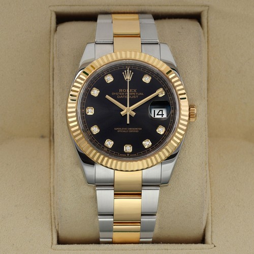 Rolex Datejust 41mm FACTORY SERVICED 126333 Black Diamond Oyster