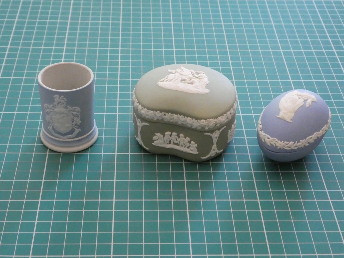 Wedgwood Jasperware Owl Trinket Box , Egg Shaped, toothpick/match holder