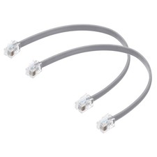 2 Pack Telephone Cord 0.7ft Phone Cable 6P6C with RJ12 Plug, Grey
