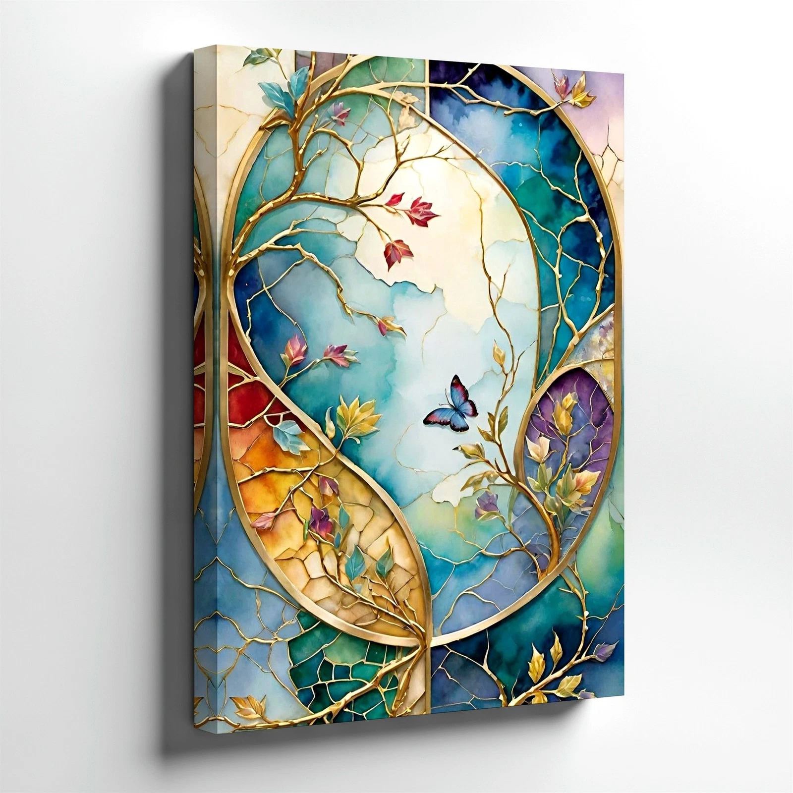Wall Art Abstract Butterfly Floral Tree Branches Stained Glass Style Home Decor
Opens in a new windo