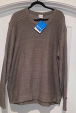 Columbia Mens Sweater Pull Over Knit Crew Neck Brown Size XL NWT