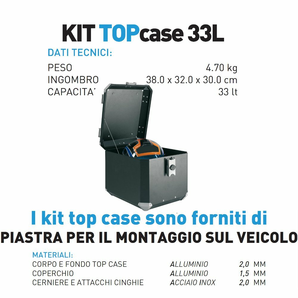 BAULETTO MYTECH ALLUMINIO NERO 33 L FOR MOTO GUZZI 1200 STELVIO 8V