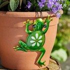 Garden Frog Plant Pot Hanger Decoration Ornament Toad Green Outdoor Metal Home