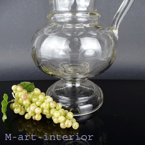 Antik Wein-Wasser Kanne Krug Glas Schliff ▶ 33,5 cm ◀ Böhmen Austria um 1915 - 第 2/10 張圖片