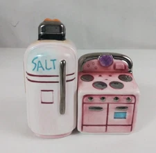 Jerry Berta Retro 50s Style Pink Stove And Refrigerator Salt & Pepper Shakers