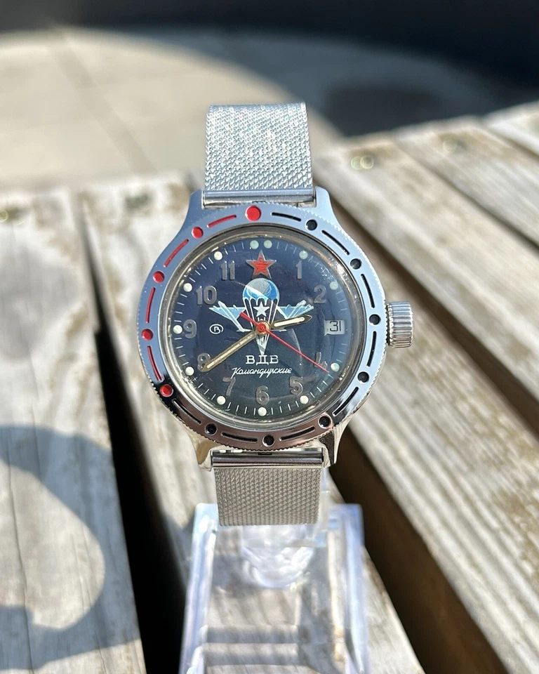 Винтажные советские механические наручные часы Восток Командирские ВДВ СССР 1980-е - Изображение 3 из 4