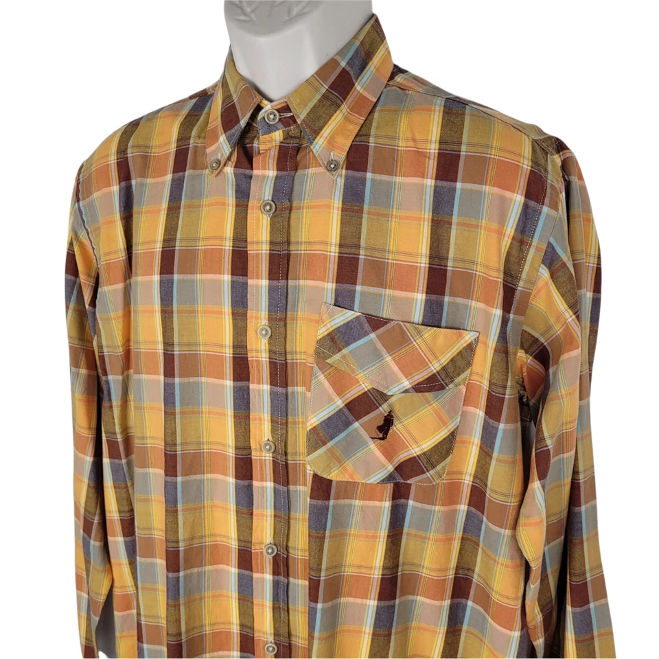 Vintage Marlboro Classics Button Up Shirt Mens Size Medium Plaid Logo Pocket - Image 3 of 4