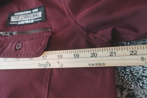 Airwalk Burgundy Utility Shirt Medium Patchwork Military Skate Style - Picture 12 of 13