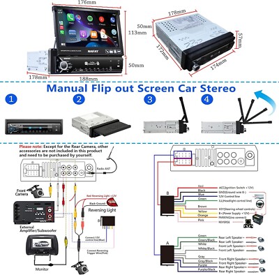 Naifay Single Din Touchscreen Car Stereo with Carplay & Android