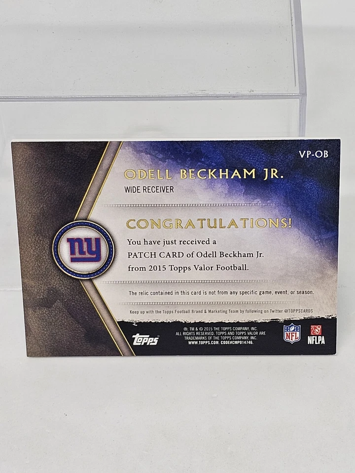 2015 Topps Valor Odell Beckham Jr #'d /50 Two Color Jersey - Image 2 of 2