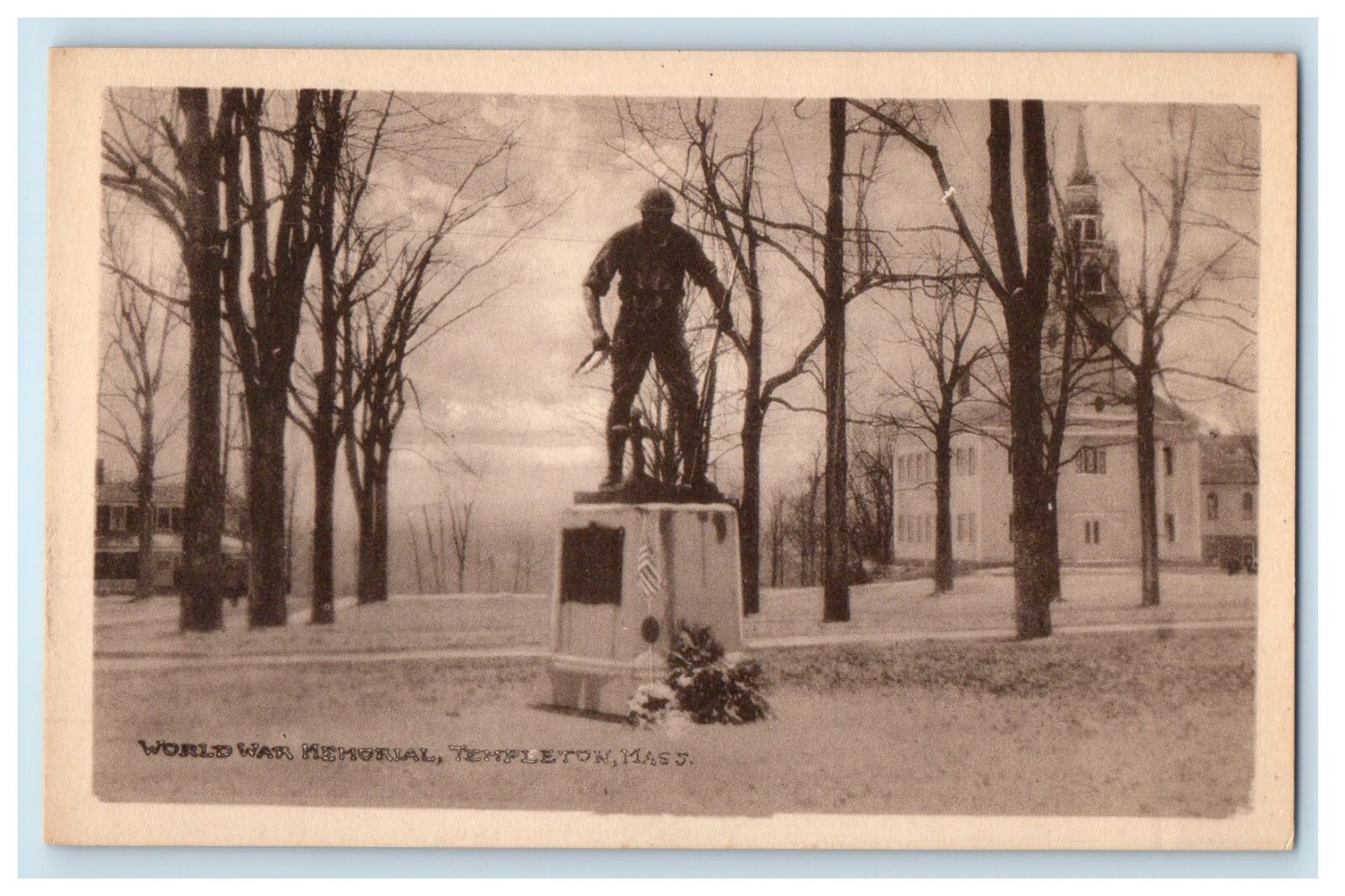 c1910's World War Memorial Templeton Massachusetts MA Unposted Antique