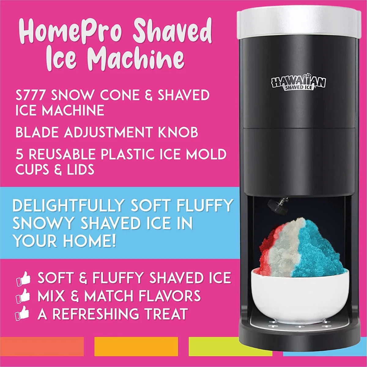 Hawaiian Shaved Ice HomePro Shaved Ice and Snow Cone Maker, Black