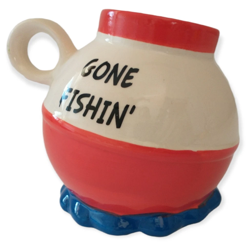 Señuelo de pesca Bobber taza de cerámica taza de café taza Gone Fishin Bigmouth Inc té 20 oz Foto 3 de 4