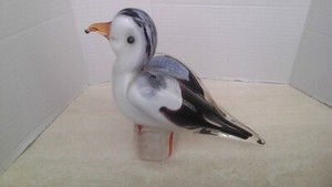 MURANO STYLE Hand Blown Art Glass Seagull Bird 6.5in Beautiful Beachy Home Decor
