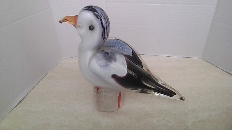 MURANO STYLE Hand Blown Art Glass Seagull Bird 6.5in Beautiful Beachy Home Decor