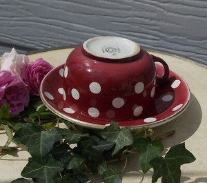 Ancien Bol Et Sous Tasse Terre De Fer Choisy Le Roy Petits Pois Blanc Vieux Rose Ebay