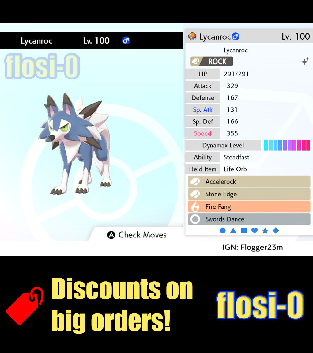 shiny lycanroc pokemon card Pokemon Sword and Shield 6IV Shiny Lycanroc Midday