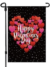 Akeydeco Valentine'S Day Flag,12X18 Inch Valentine'S Heart Garden Flag Double Si