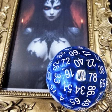 Blue Transparent D100 DND Dice 100 Side Polyhedral Die  Dungeons Dragons MTG RPG