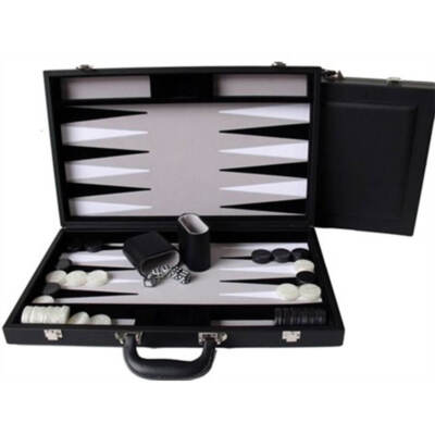 Dal Rossi PU Leather Dice Black 15 Inches Backgammon Board Game Ages 8+ Up