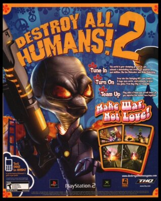 Destroy All Humans 2 Playstation PS2,XBOX-print ad /mini poster-Game room