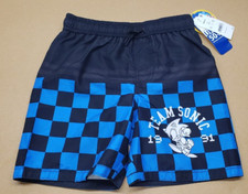 Boys XS 4/5 sonic the hedgehog - Blue and black checkered swim shorts