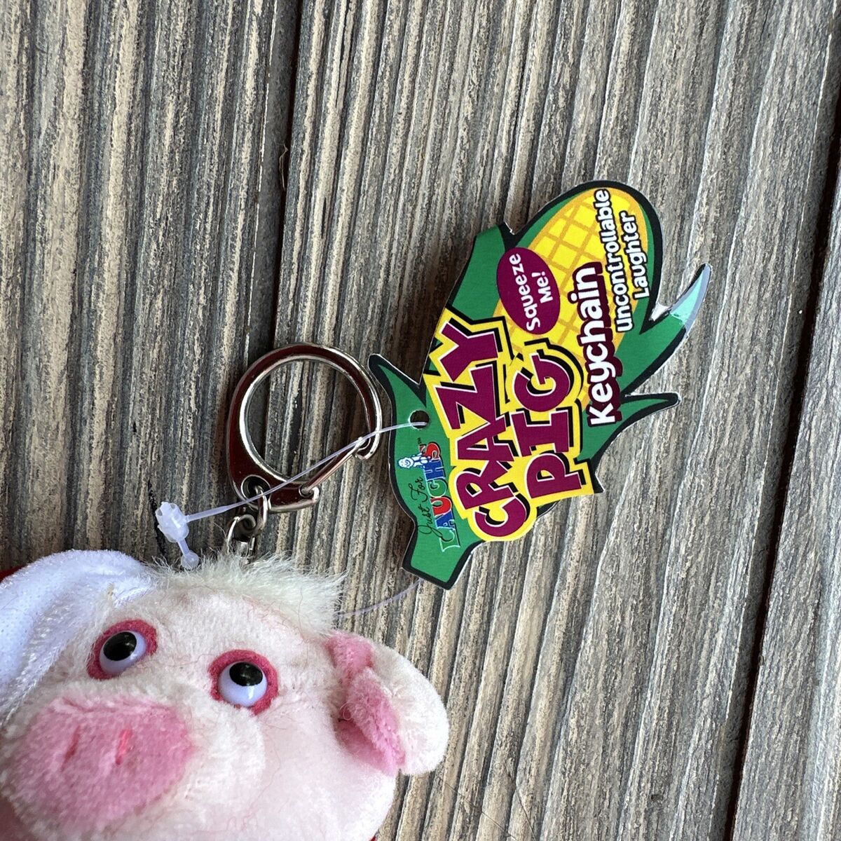 Vintage Crazy Pig Pink Keychain Christmas Santa Makes Sound Vintage Crazy Pig Pink Keychain Christmas Santa Makes Sound